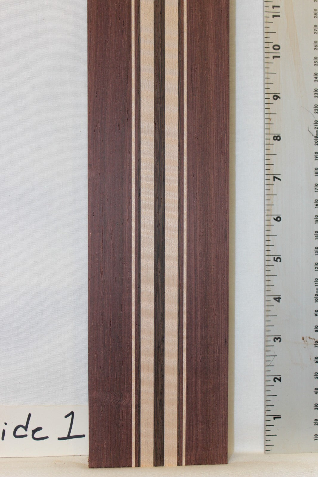 Madagascar rosewood, flame maple and wenge laminated guitar neck blank. WOW!!!