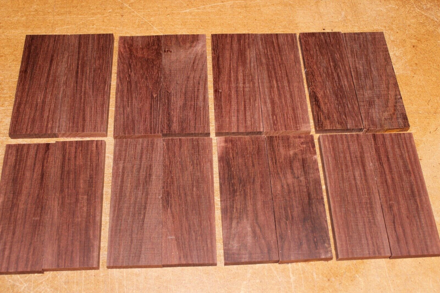 Cocobolo knife scale, gun grip. Bulk listing of 8 sets.