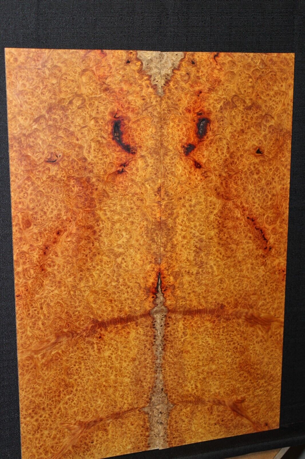 Amboyna burl book matched guitar top. Personal stash, stunning set.