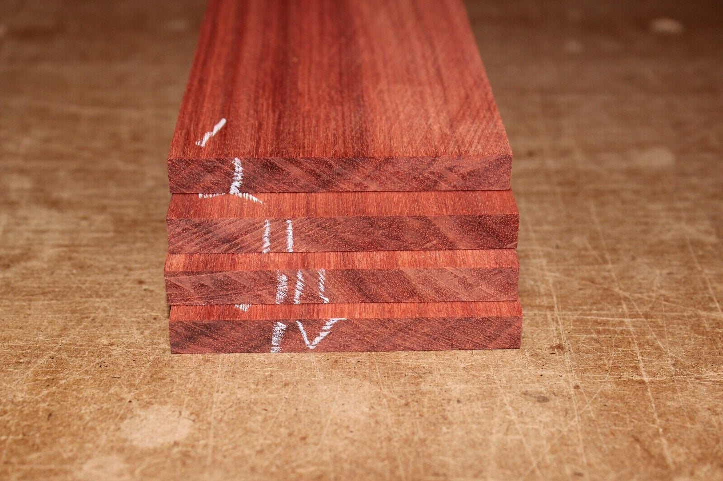 Blood wood guitar fingerboard blank. Rift cut, shows nice ribbon stripes.
