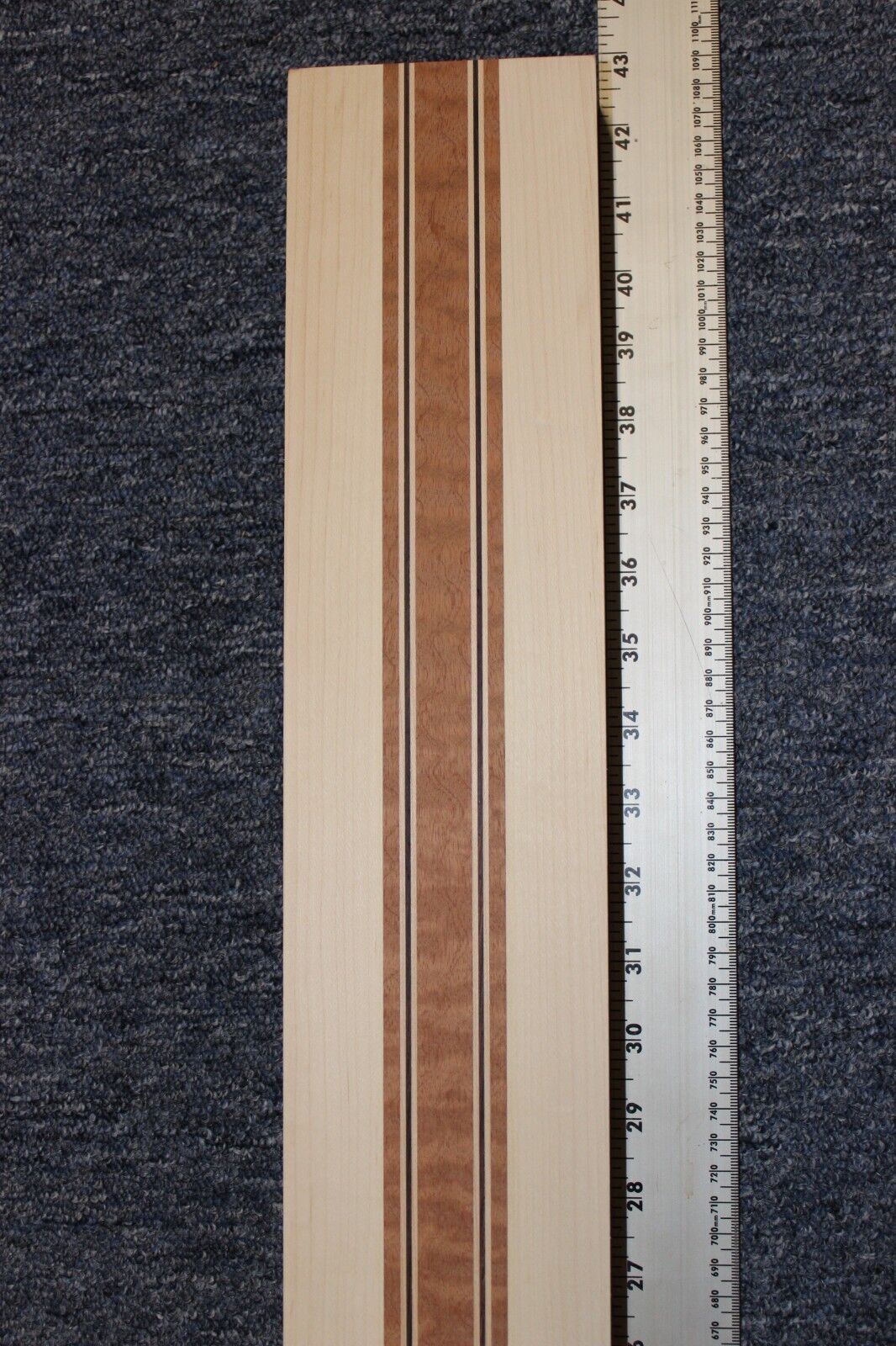 Quilted sapele, hard maple and wenge, guitar neck blank 42 X 3.93 X 1.54"