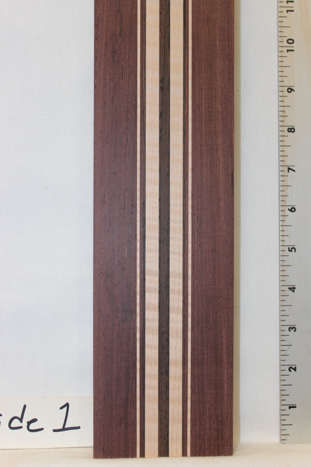 Madagascar rosewood, flame maple and wenge laminated guitar neck blank. WOW!!!