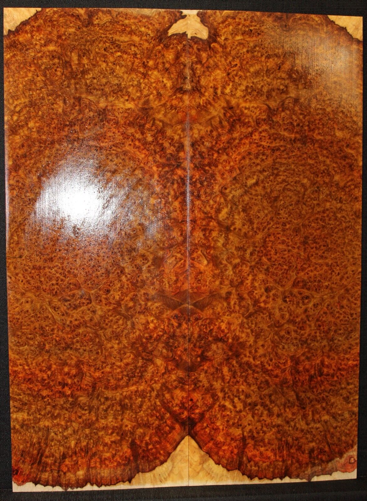 Amboyna burl book matched guitar top. Personal stash, stunning set.
