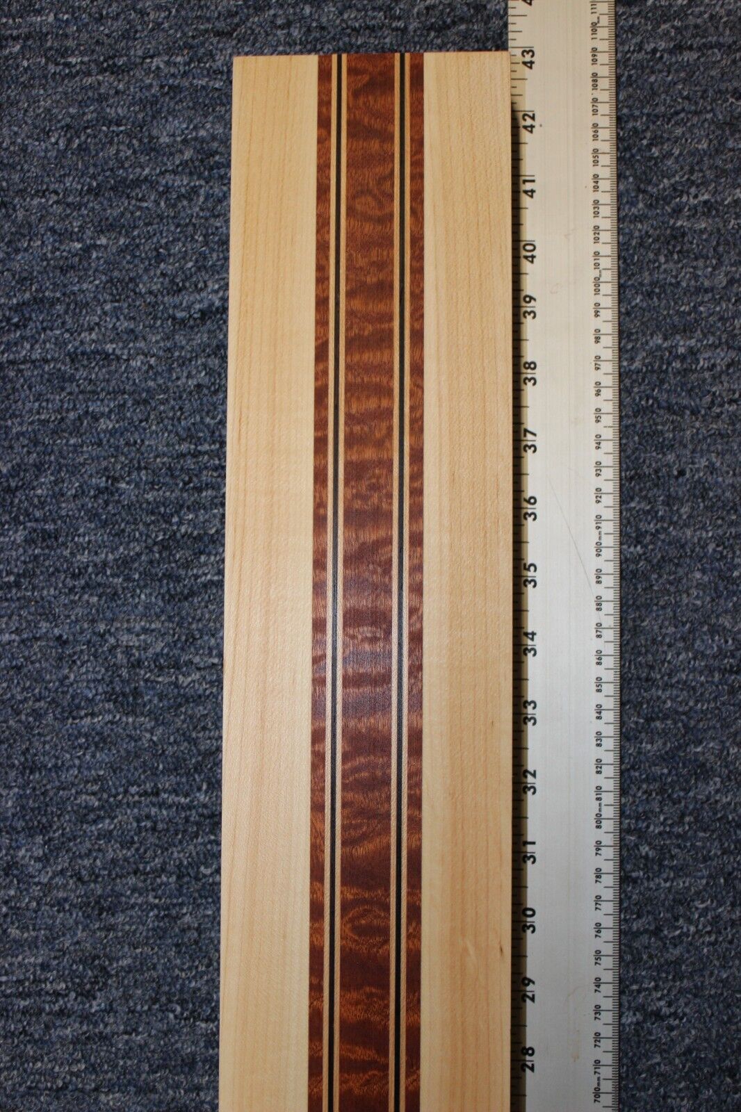 Quilted sapele, hard maple and wenge, guitar neck blank 42 X 3.93 X 1.54"