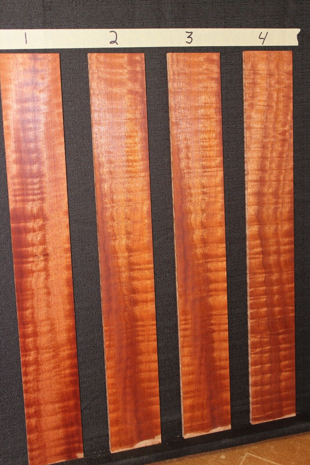 Figured sapele guitar fingerboard blank. Sold individually. Very nice grain.