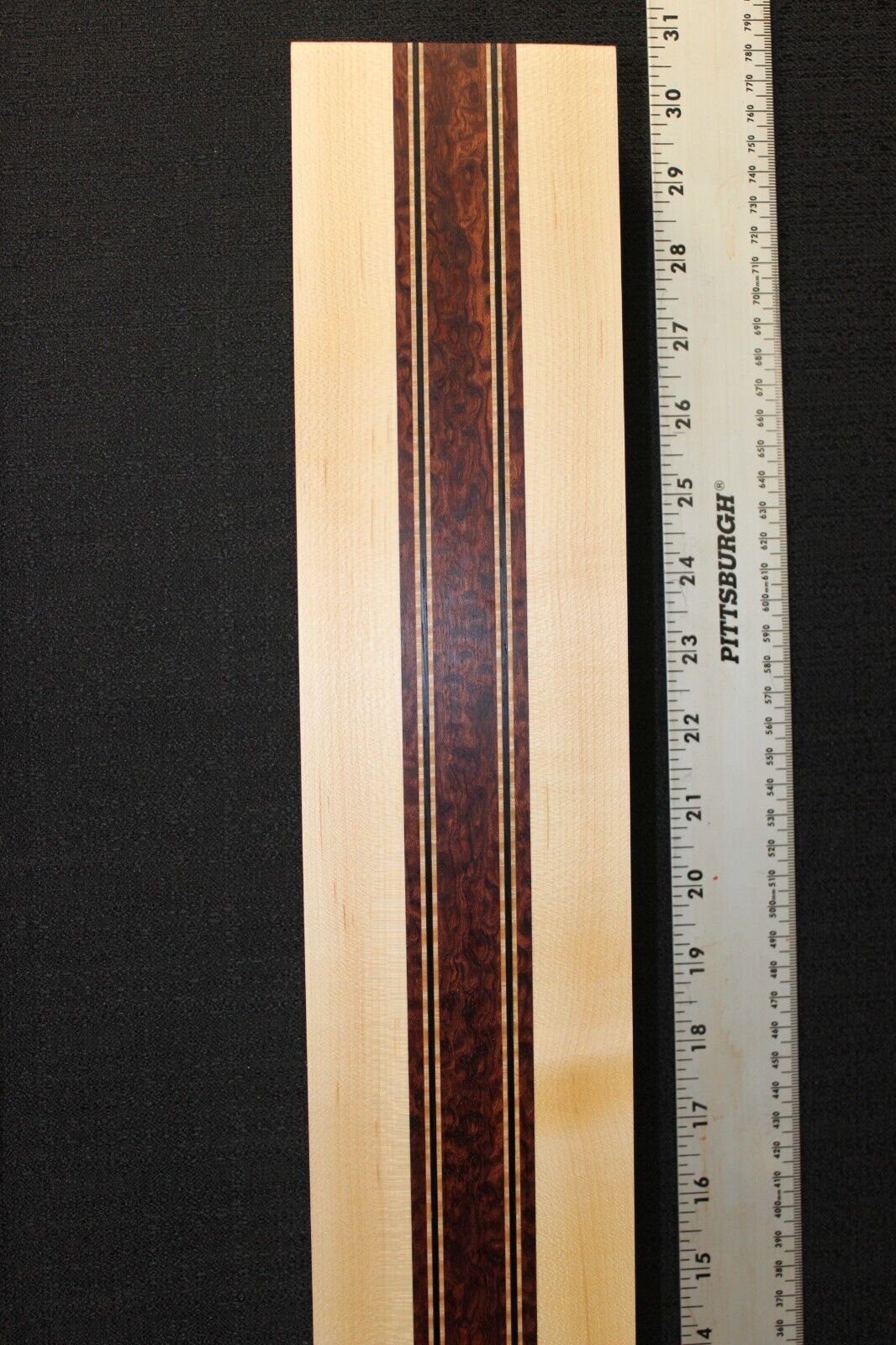 Pomelle bubinga, wenge, flame maple and hard maple guitar neck blank, 2" thick