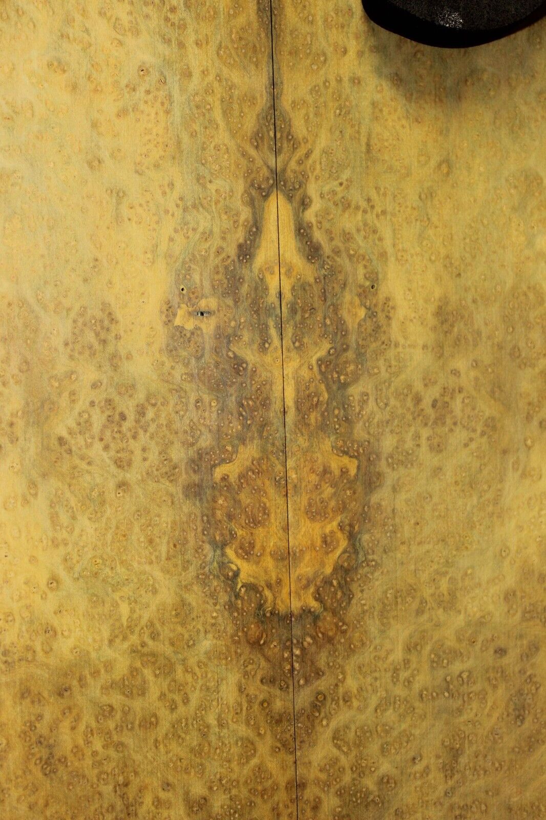 Golden Amboyna burl book matched guitar top.