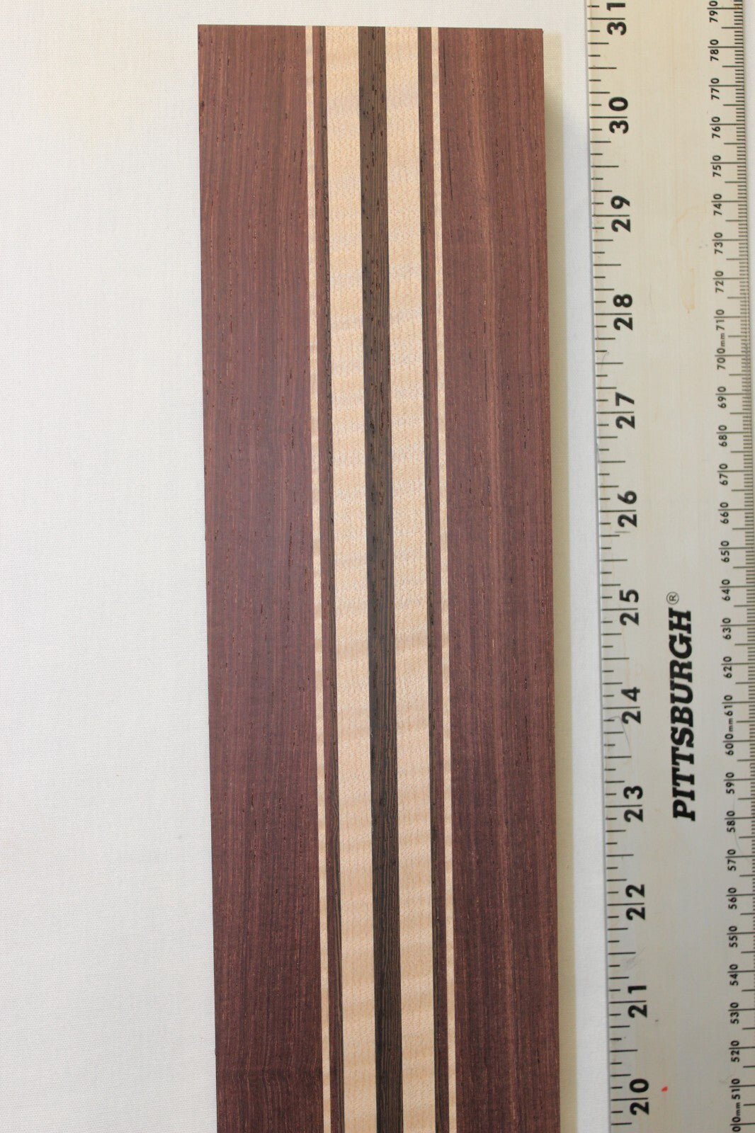 Madagascar rosewood, flame maple and wenge laminated guitar neck blank. WOW!!!