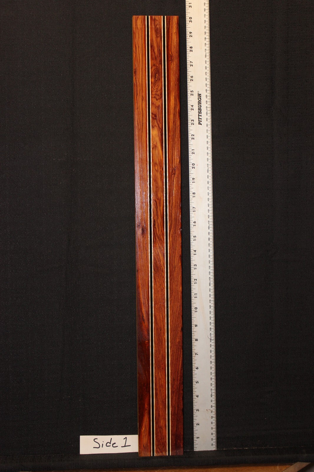 Cocobolo, flame maple and ebony laminated guitar neck blank. WOW!!!