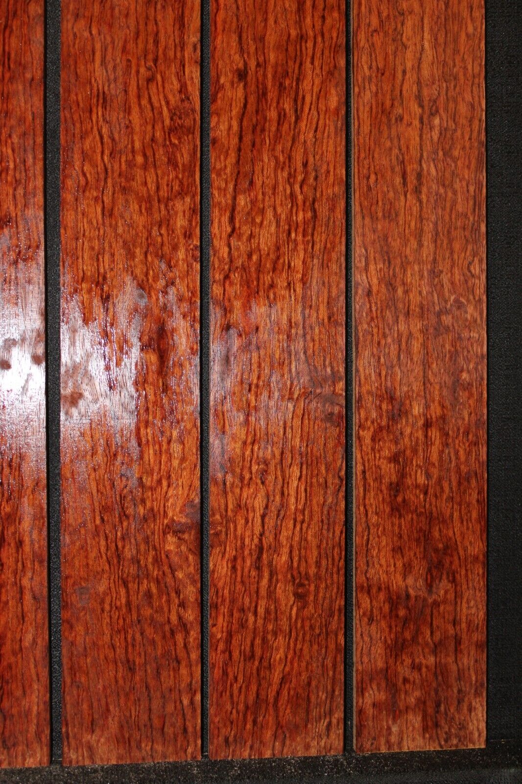 Figured bubinga guitar fingerboard blanks, sold individually. 22" long