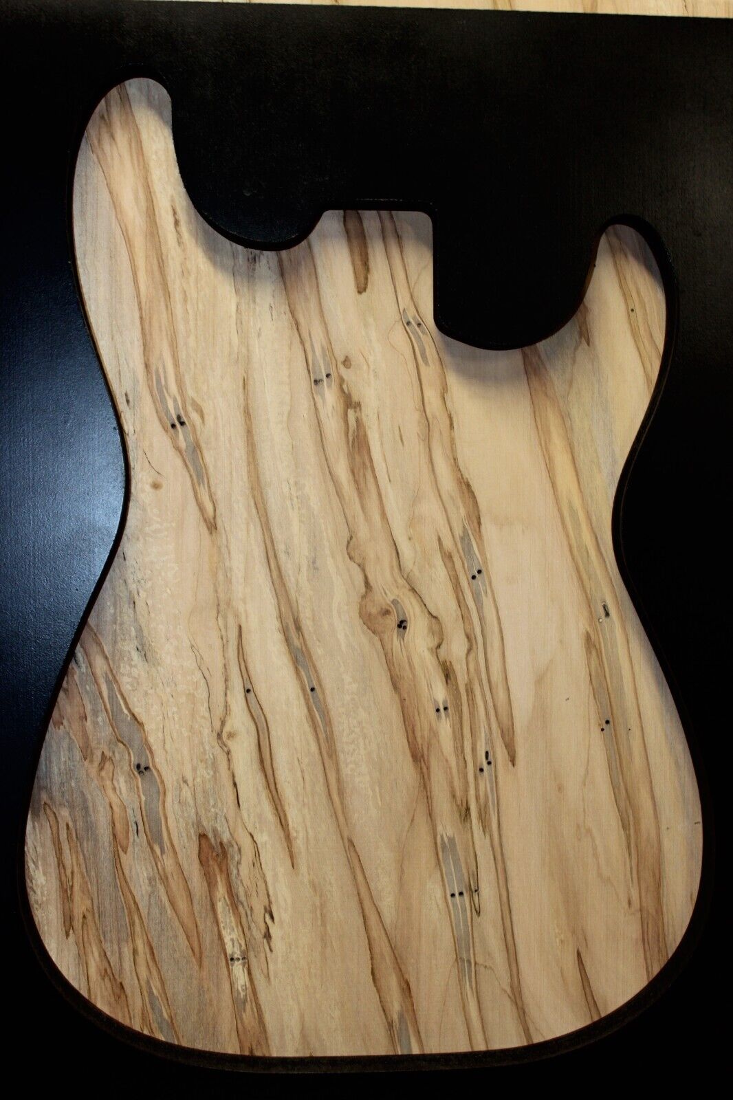 Spalted ambrosia maple one piece guitar top.
