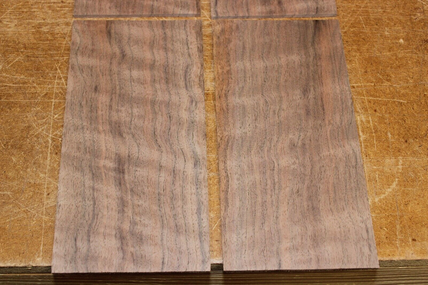 Figured black walnut headstock / peg head veneer. Sold individually
