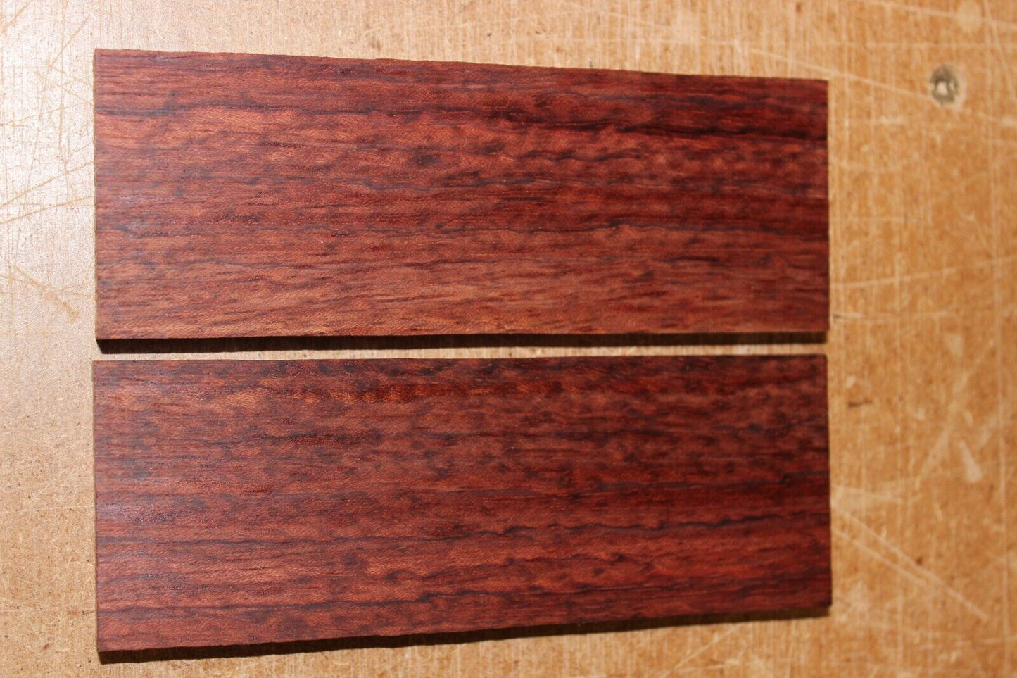 Figured Bubinga knife scale, gun grip. 5.5 X 2 X 3/8"