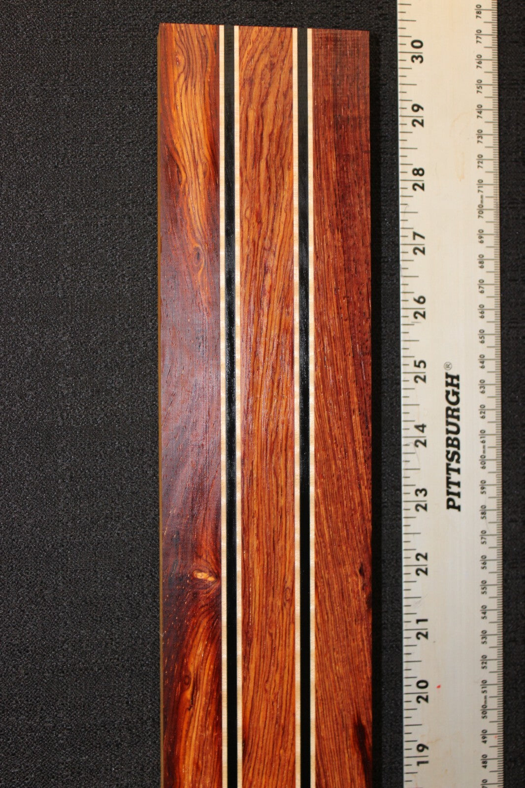 Cocobolo, flame maple and ebony laminated guitar neck blank. WOW!!!