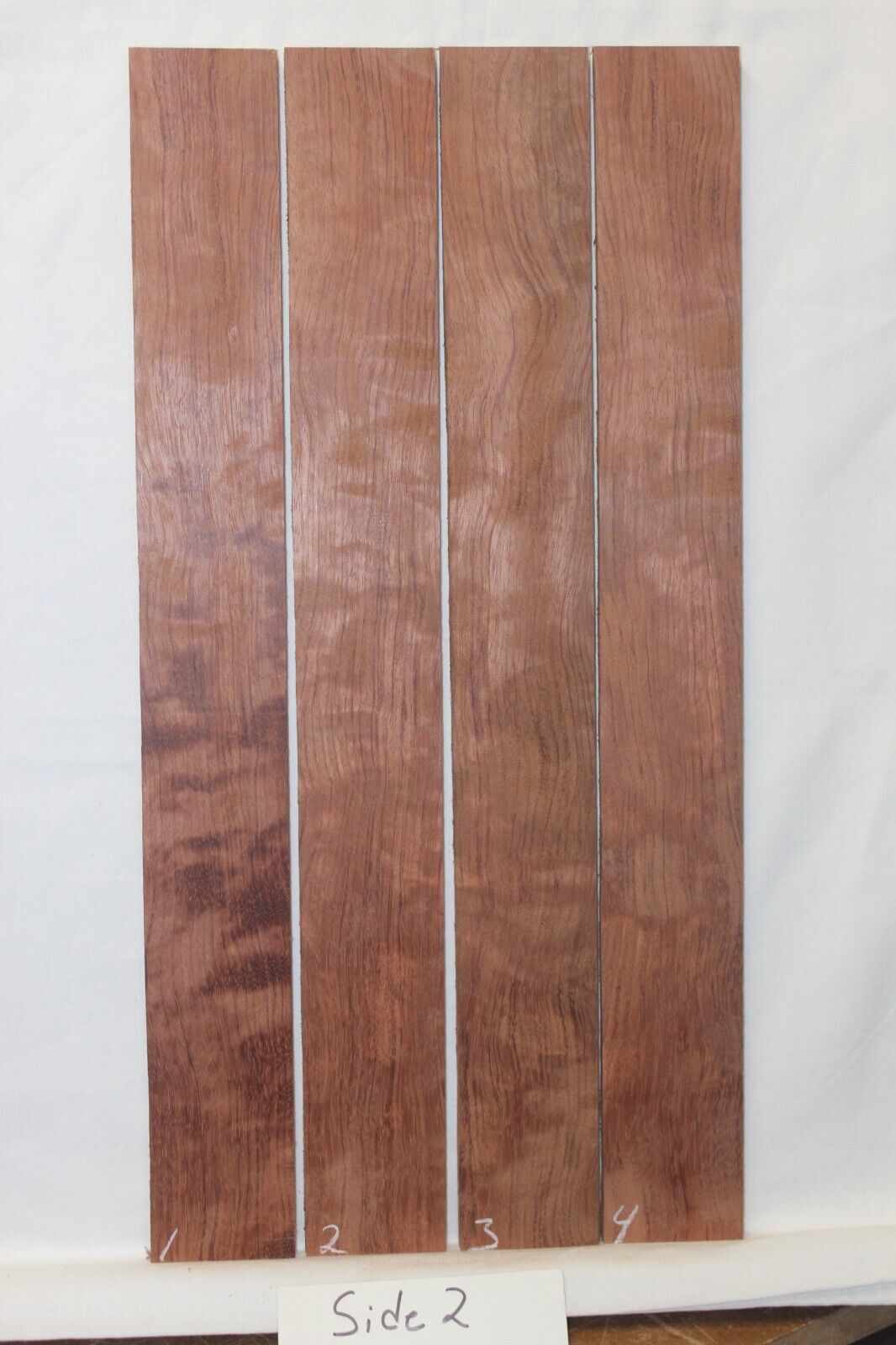 Figured bubinga guitar fingerboard blanks, sold individually.