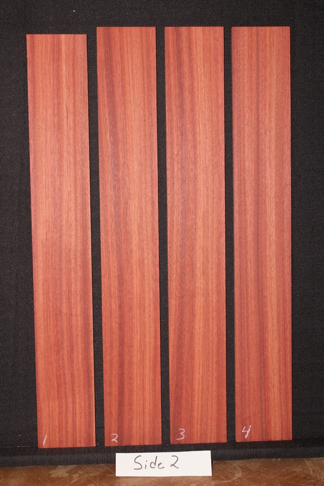 Blood wood guitar fingerboard blank. Rift cut, shows nice ribbon stripes.