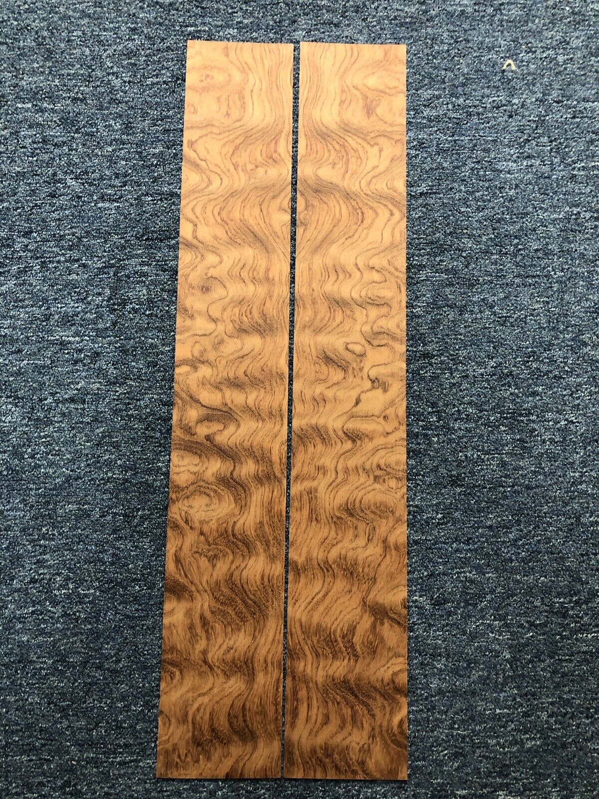 Waterfall figured bubinga back and side set. Stunning grain, color and figure.