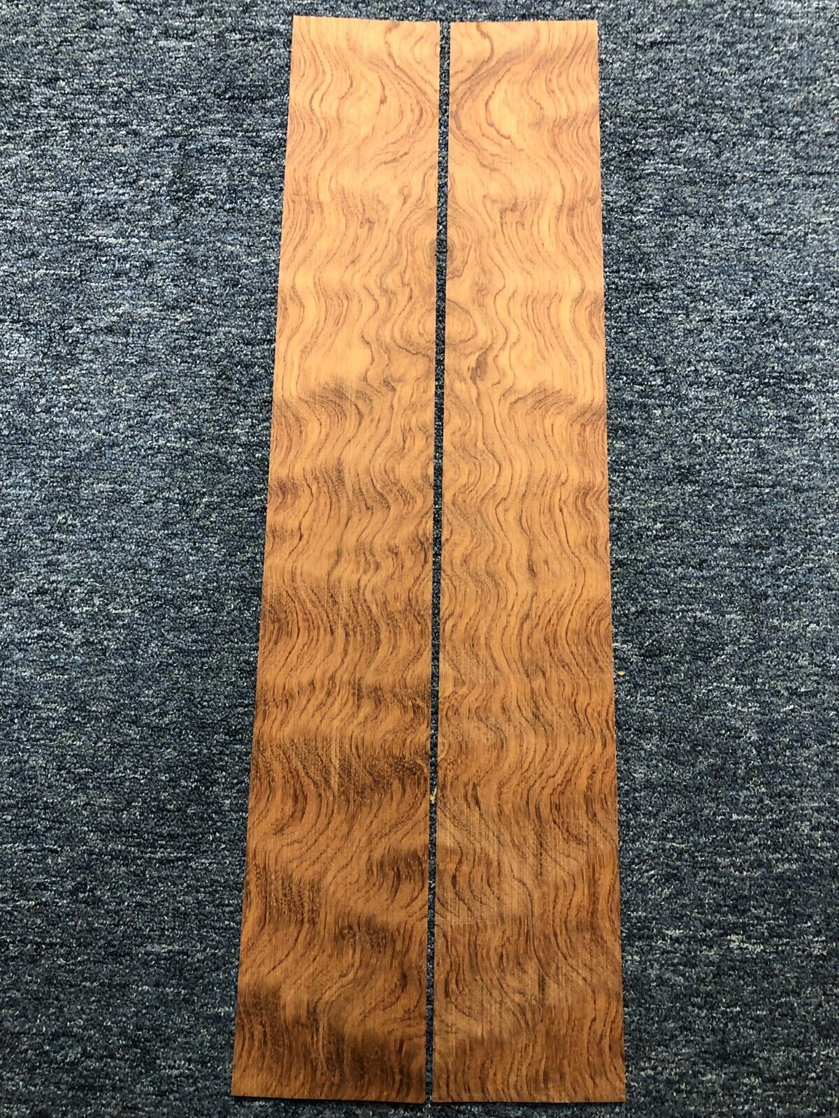 Waterfall figured bubinga back and side set. Stunning grain, color and figure.