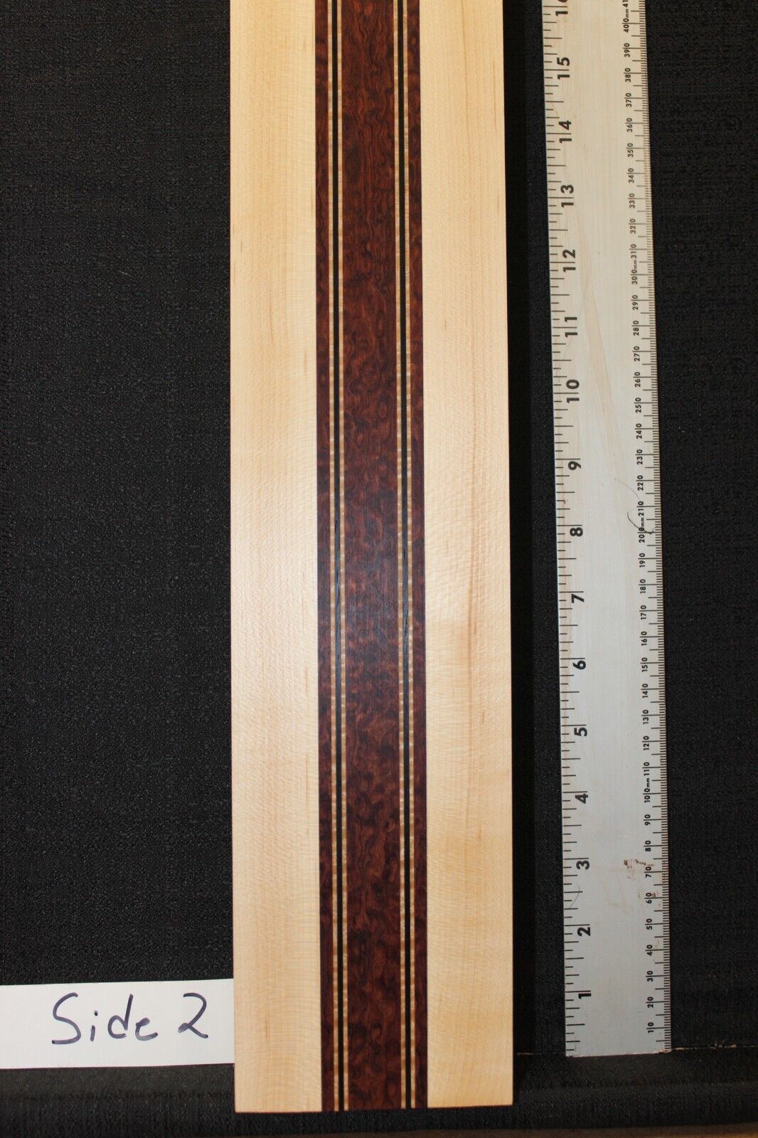 Pomelle bubinga, wenge, flame maple and hard maple guitar neck blank, 2" thick