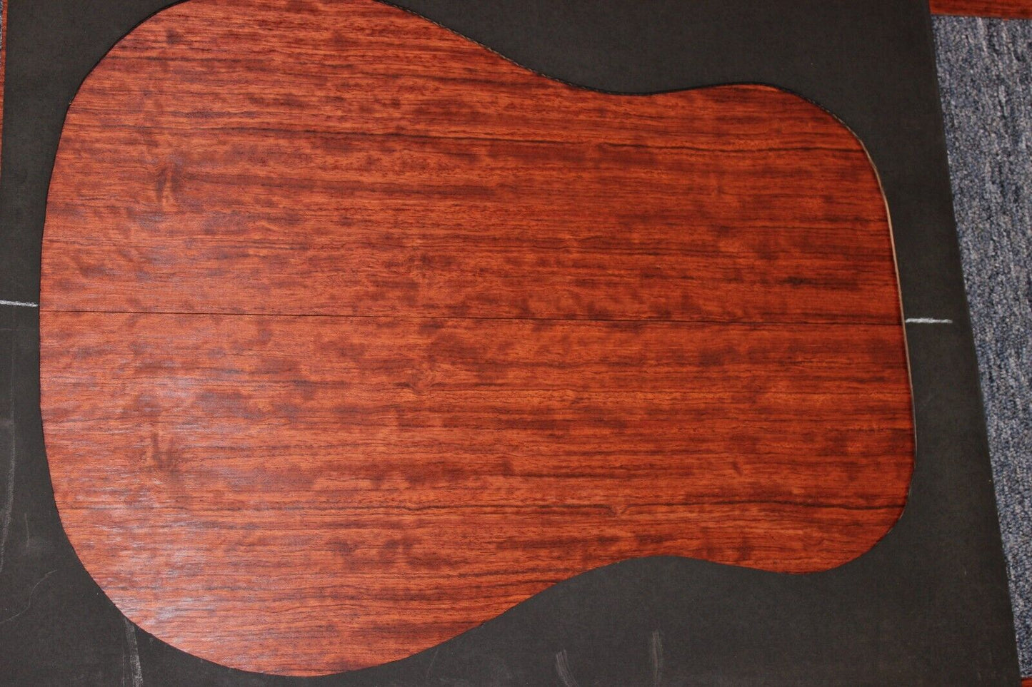 Figured bubinga dreadnought acoustic guitar back & side set. Fantastic color.