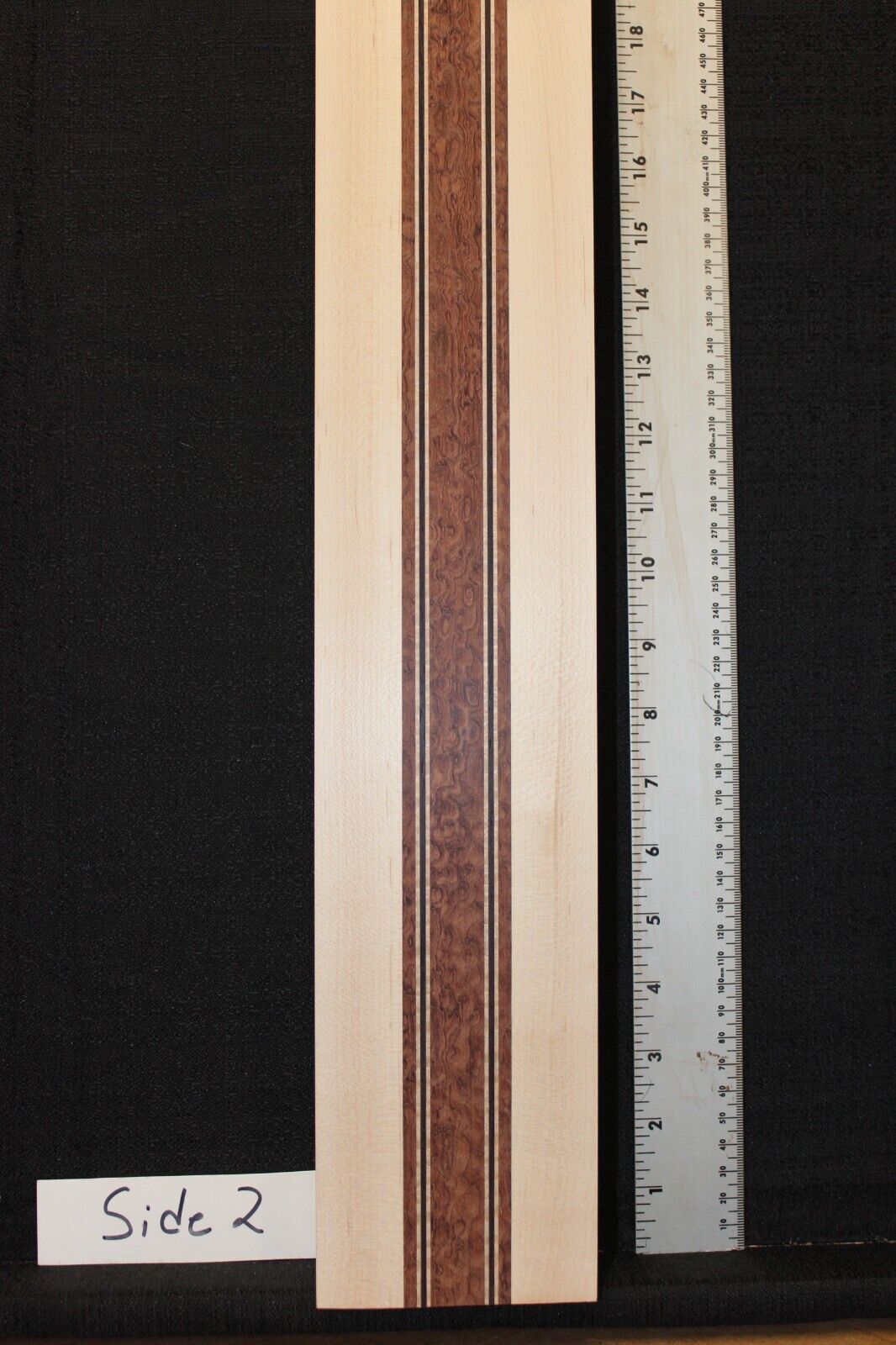 Pomelle bubinga, wenge, flame maple and hard maple guitar neck blank, 2" thick