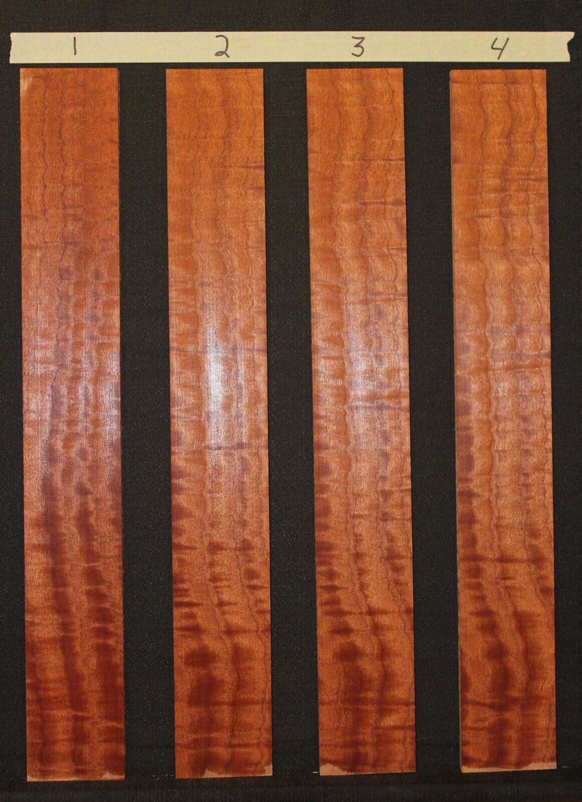 Figured sapele guitar fingerboard blank. Sold individually. Very nice grain.