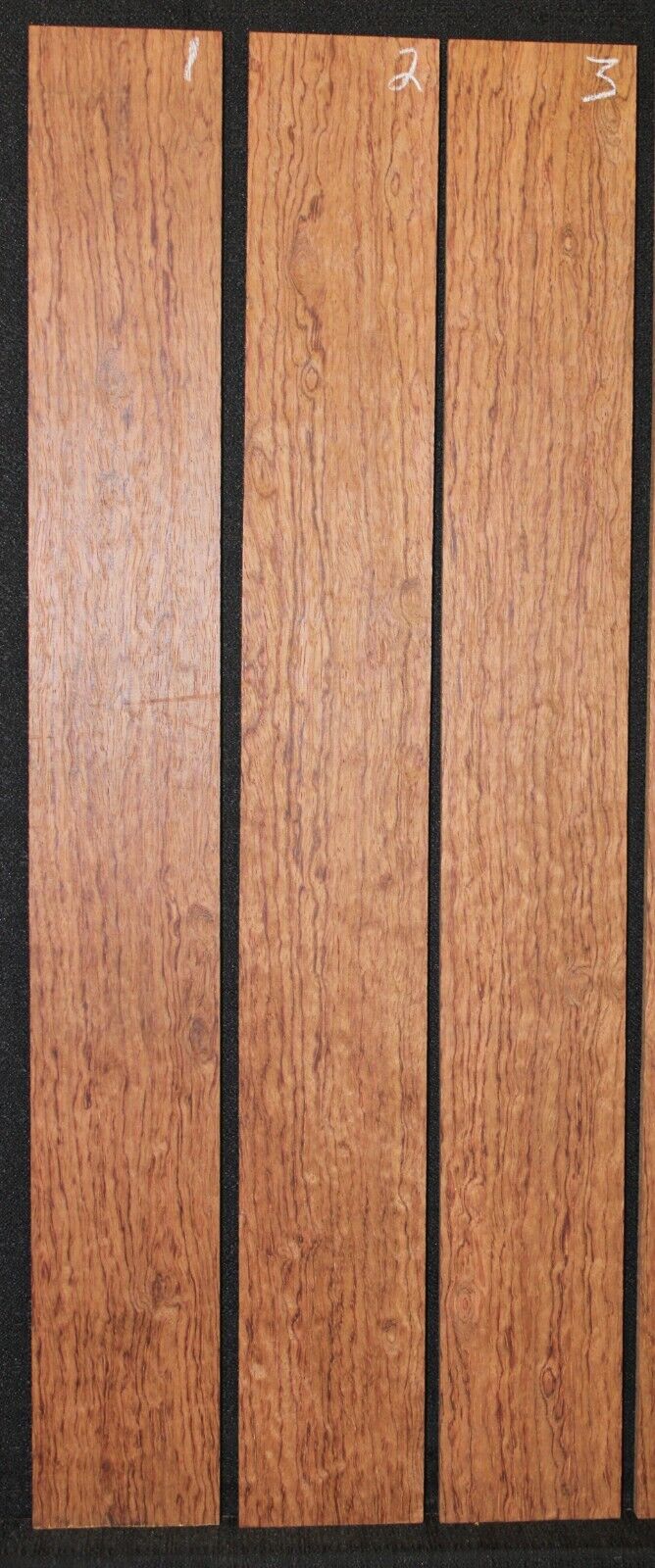 Figured bubinga guitar fingerboard blanks, sold individually. 22" long