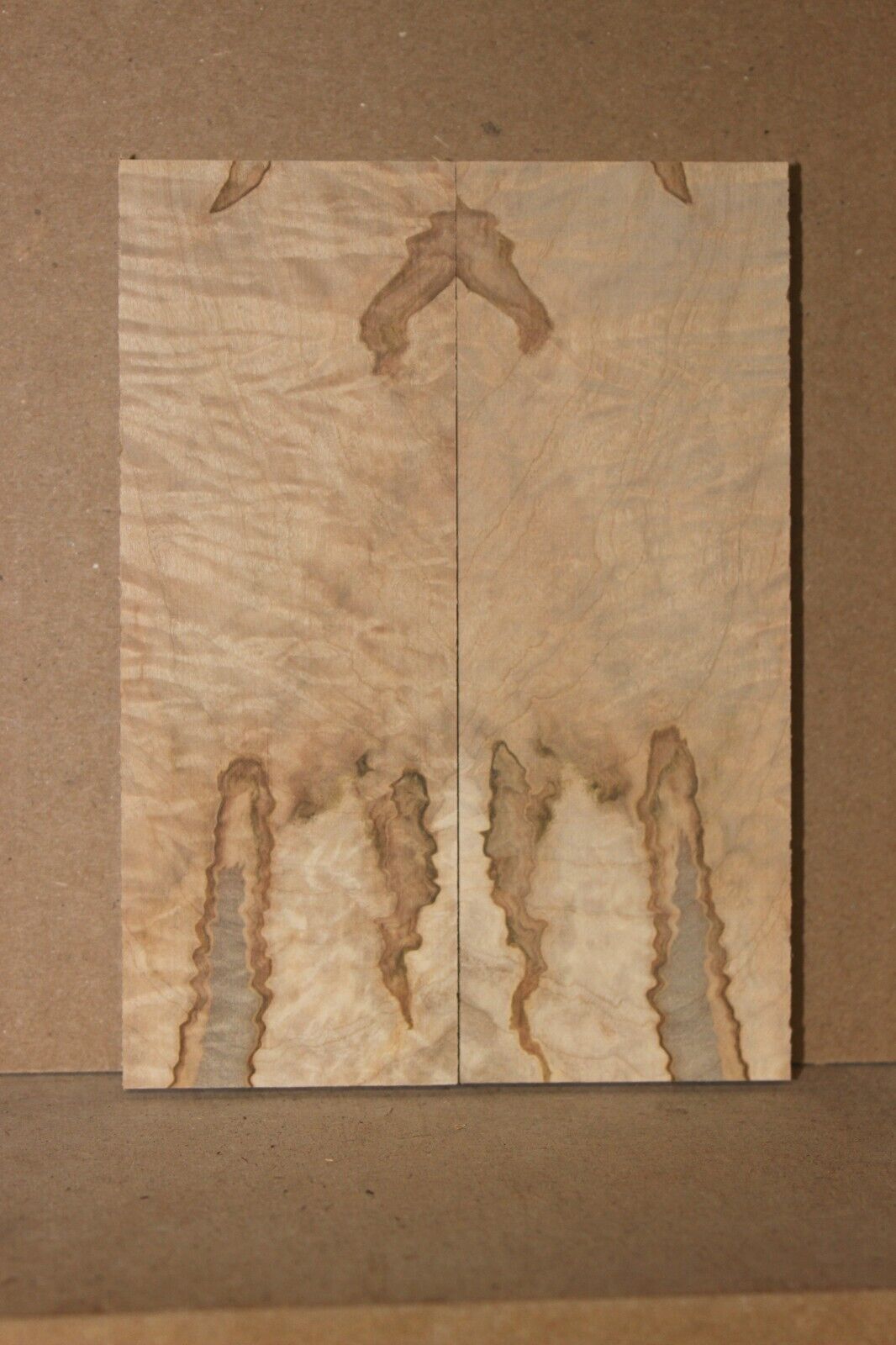 Curly ambrosia maple knife scale, gun grip. Insane tight figure 5.75 X 2 X 3/8"