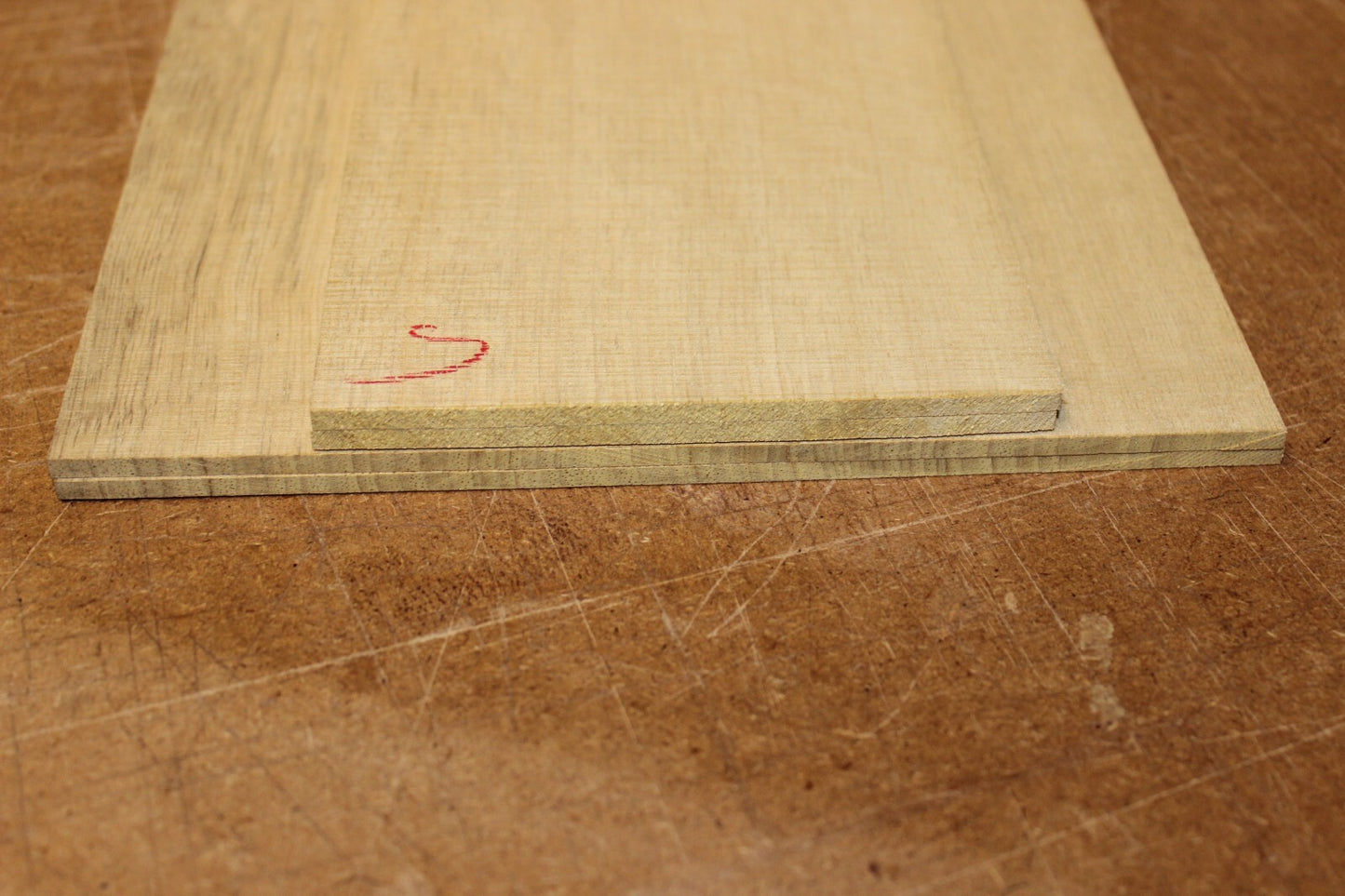 Quarter sawn white limba / korina acoustic back and side set. Dread size