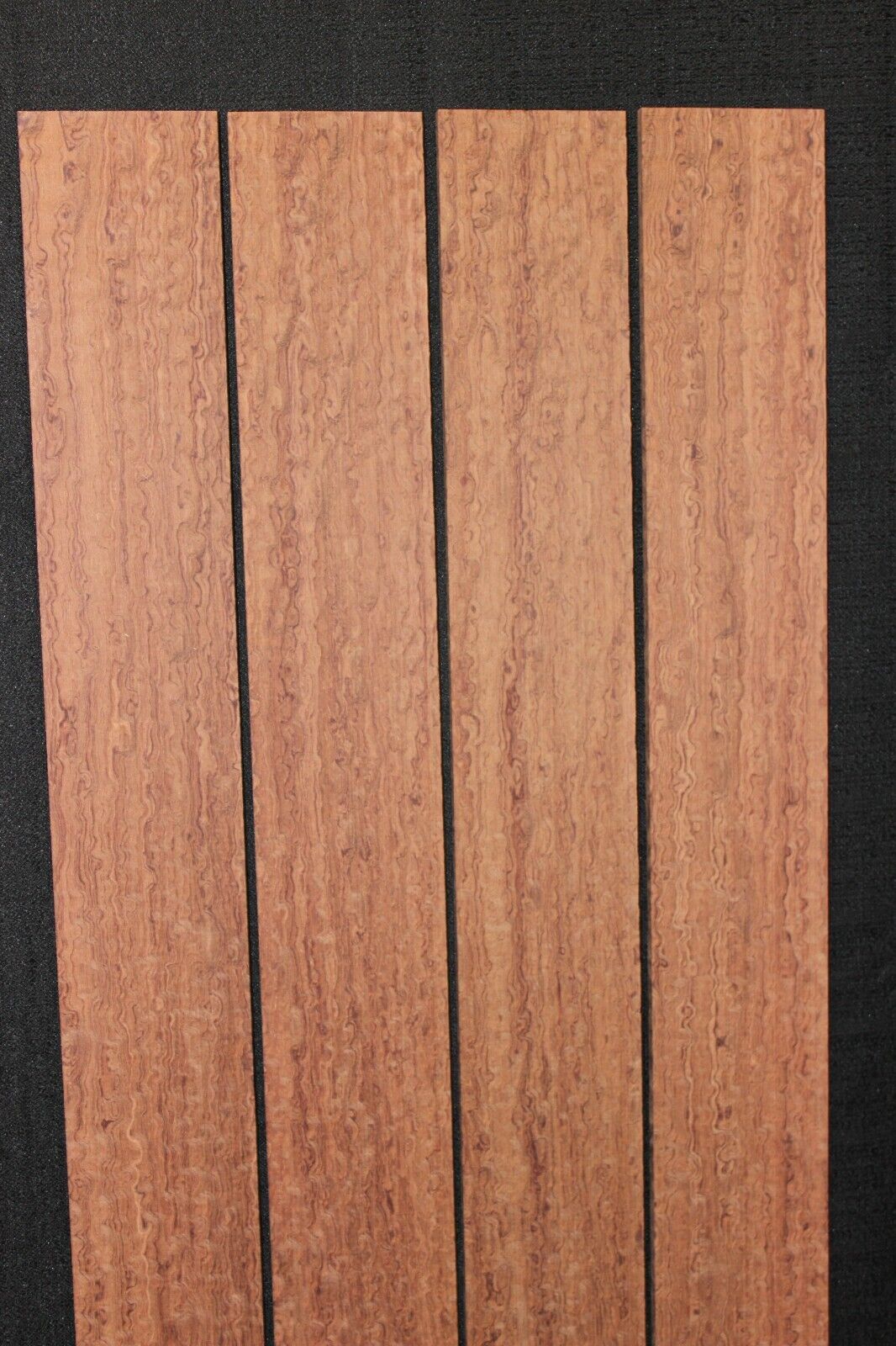 Pomelle figured bubinga bass guitar fingerboard blanks, sold individually.