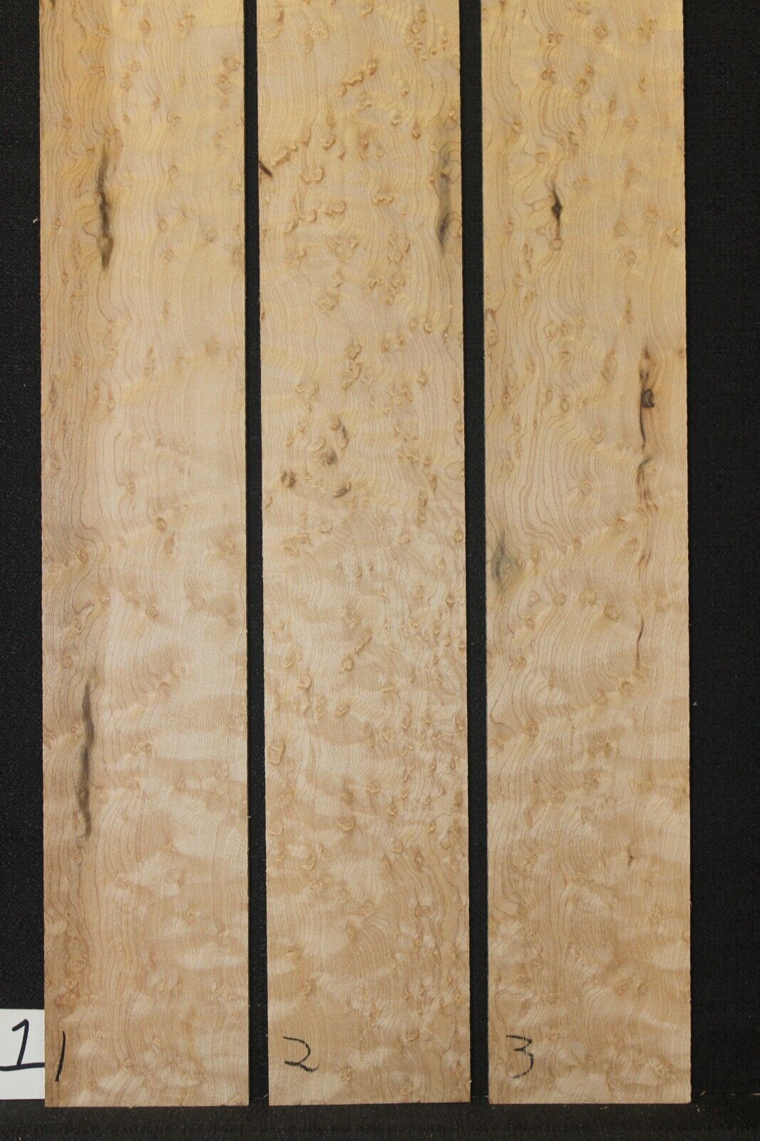 4A birdseye maple guitar fingerboard blanks, minor flaws, sold individually.