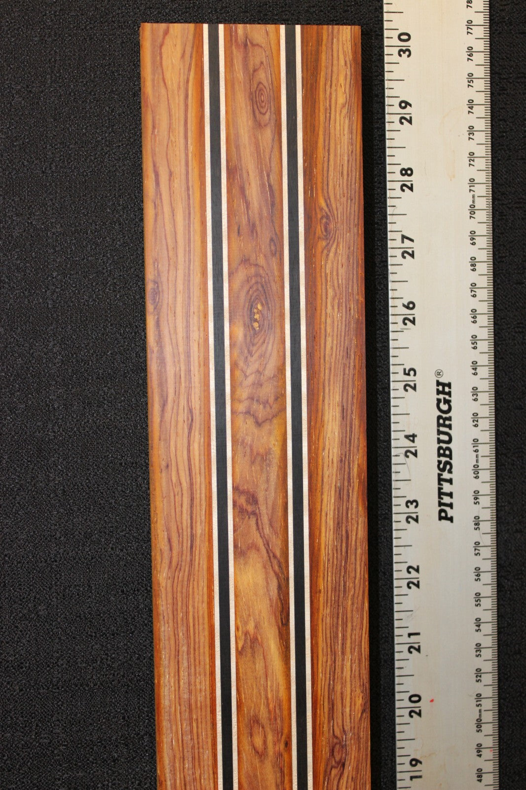 Cocobolo, flame maple and ebony laminated guitar neck blank. WOW!!!