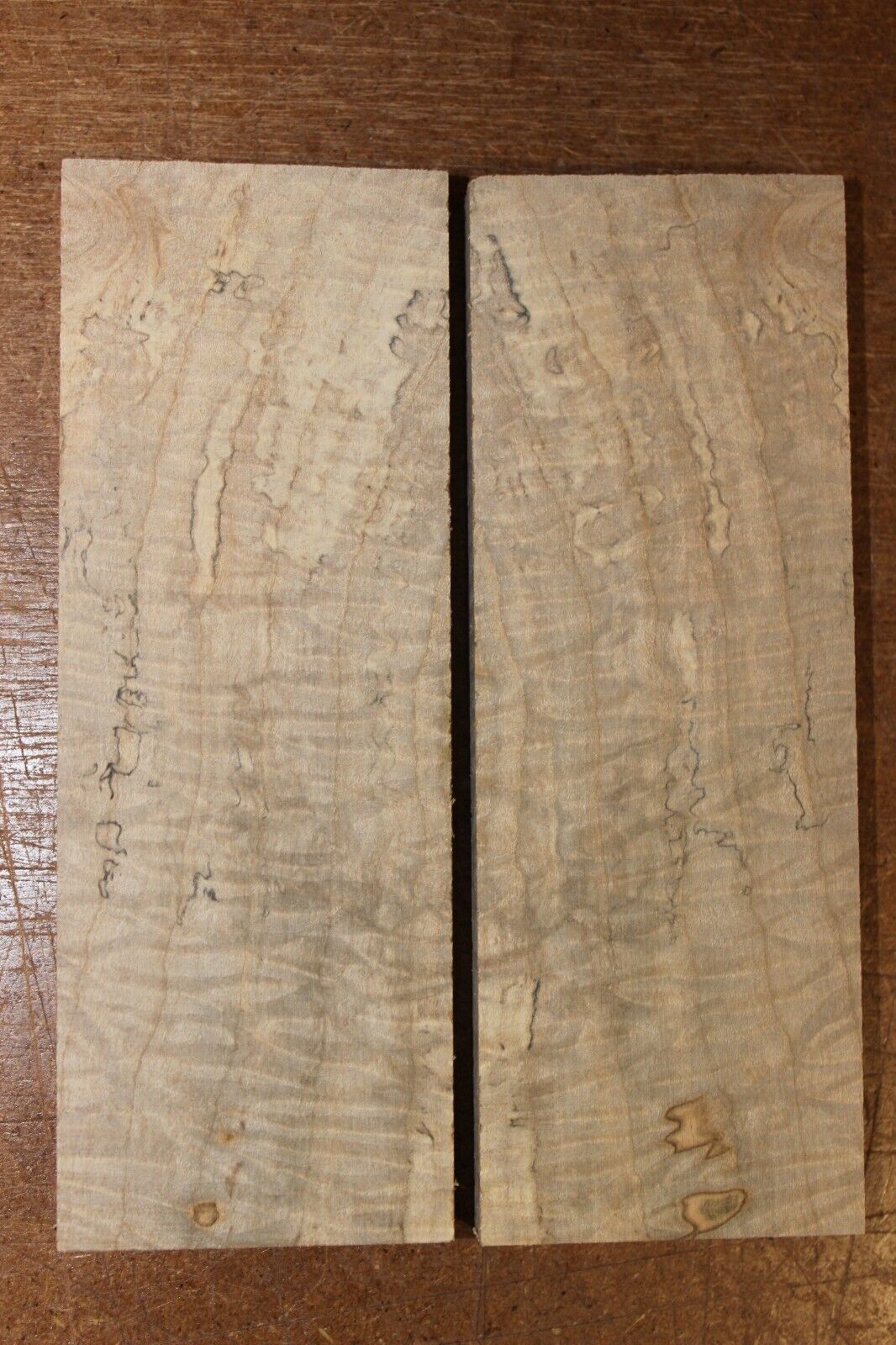Curly ambrosia maple knife scale, gun grip. Insane tight figure 5.5 X 2 X 0.40"