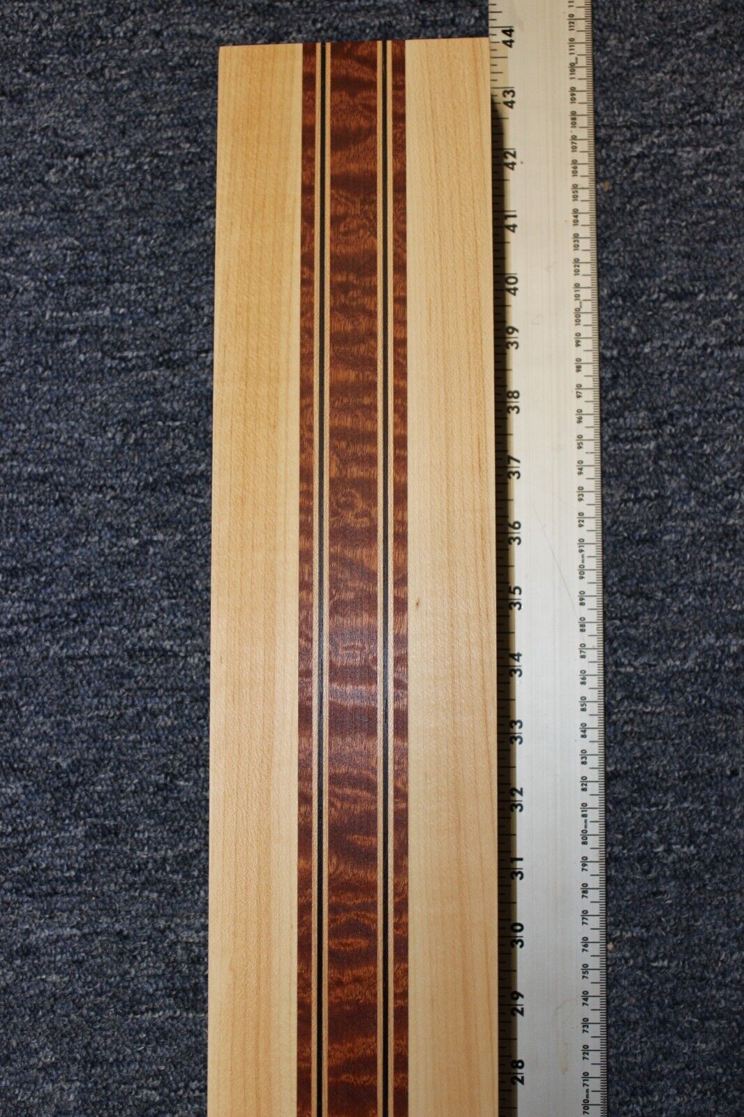 Quilted sapele, hard maple and wenge, guitar neck blank 43 X 4 X 1.90"