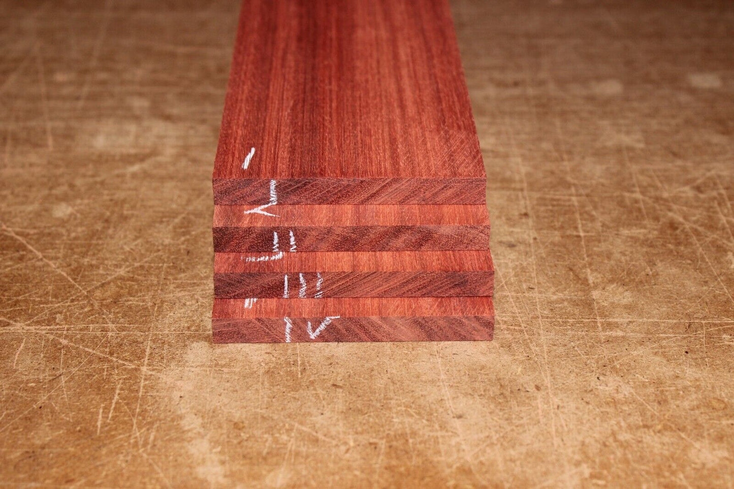 Blood wood guitar fingerboard blank. Rift cut, shows nice ribbon stripes.