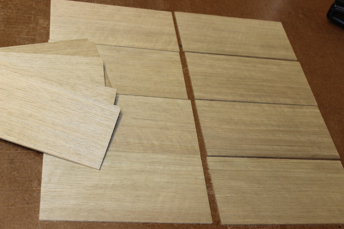 Quarter sawn white limba, korina headstock / peg head veneer. Sold individually