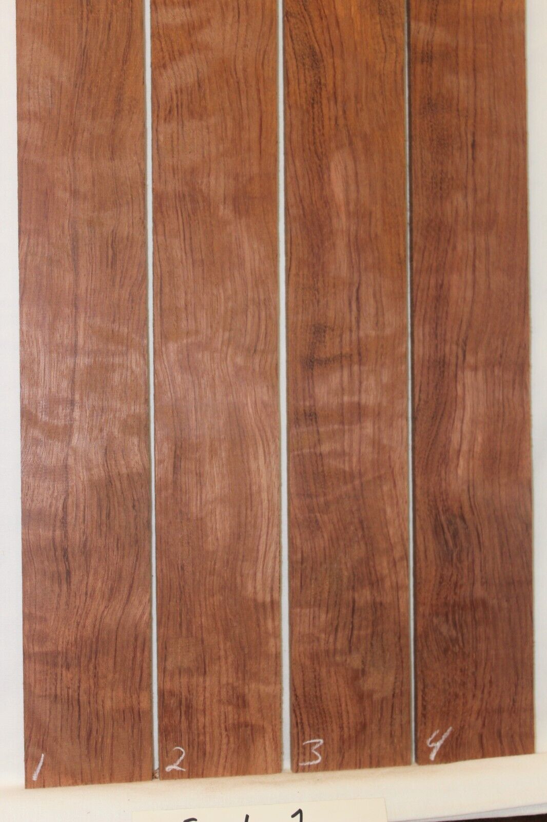 Figured bubinga guitar fingerboard blanks, sold individually.