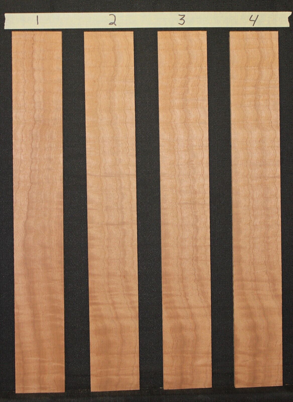 Figured sapele guitar fingerboard blank. Sold individually. Very nice grain.