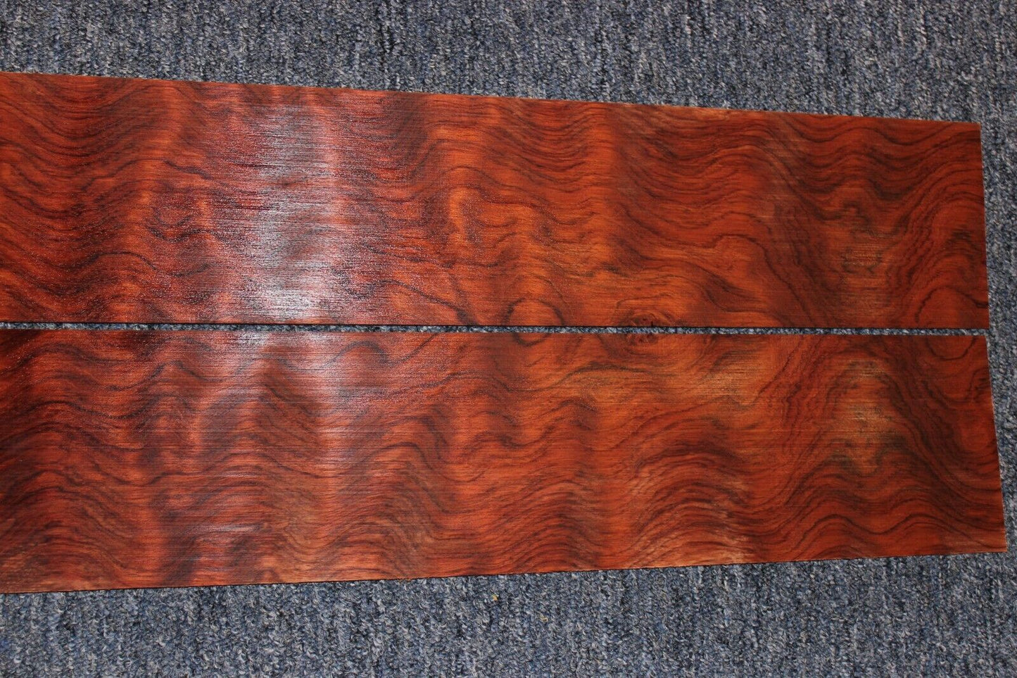 Waterfall figured bubinga back and side set. Stunning grain, color and figure.
