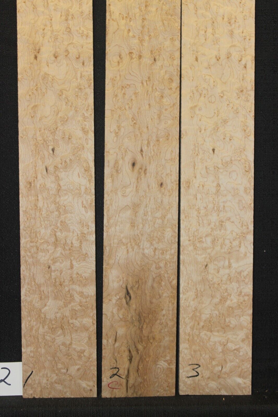 5A birdseye maple guitar fingerboard blanks, minor flaws, sold individually.