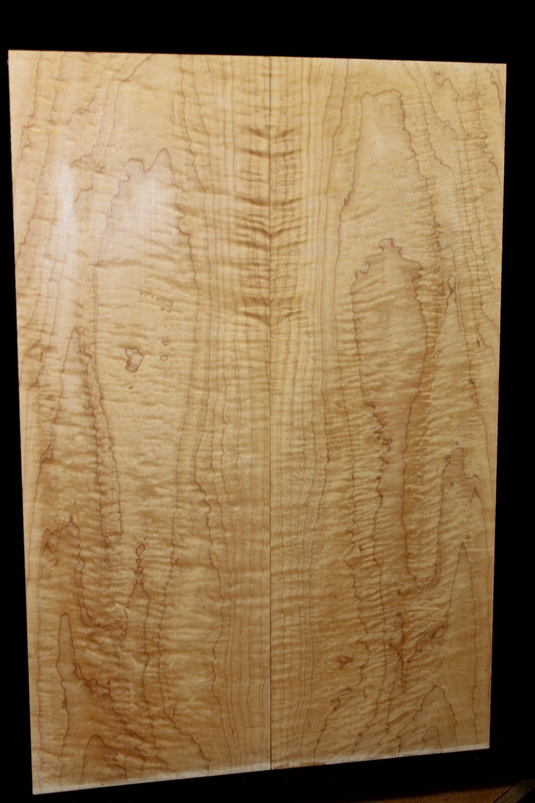 Hard curly maple book matched guitar top. 0.38" thick