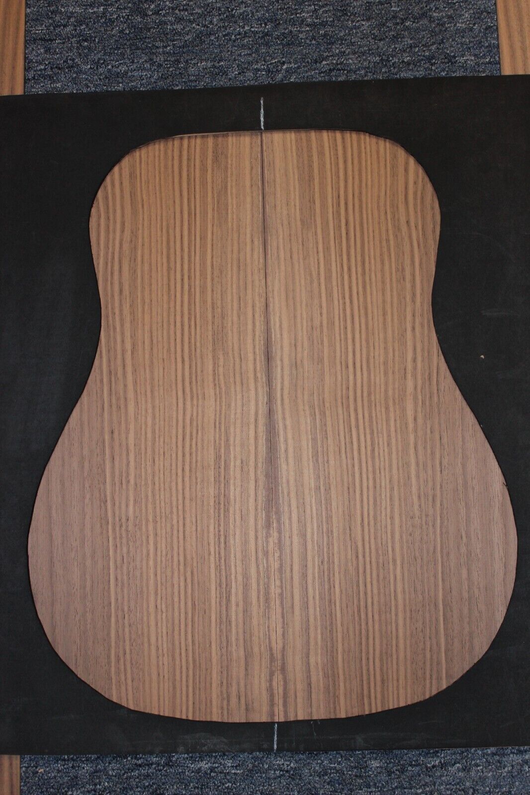 Black walnut dreadnought size guitar back and side set.