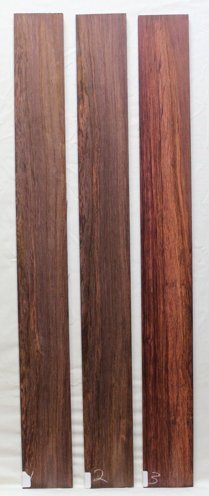 Madagascar rosewood bass fingerboard blank. Flat sawn, Sold individually.