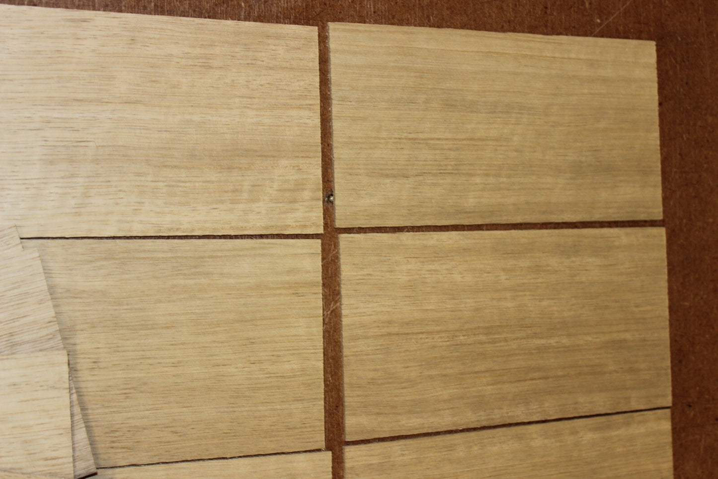Quarter sawn white limba, korina headstock / peg head veneer. Sold individually