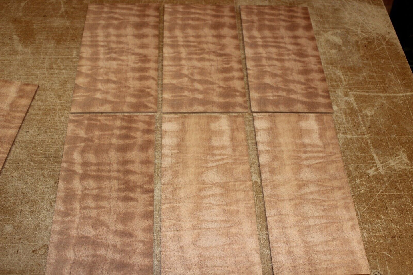 quilted figured sapele headstock / peg head veneer. Sold individually