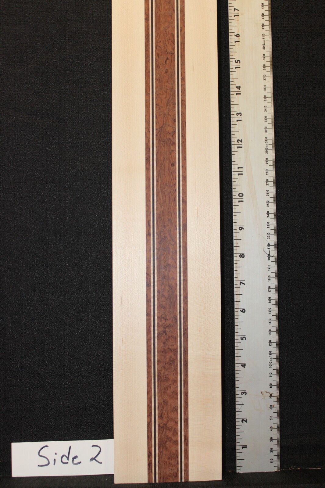 Pomelle bubinga, wenge, flame maple and hard maple guitar neck blank