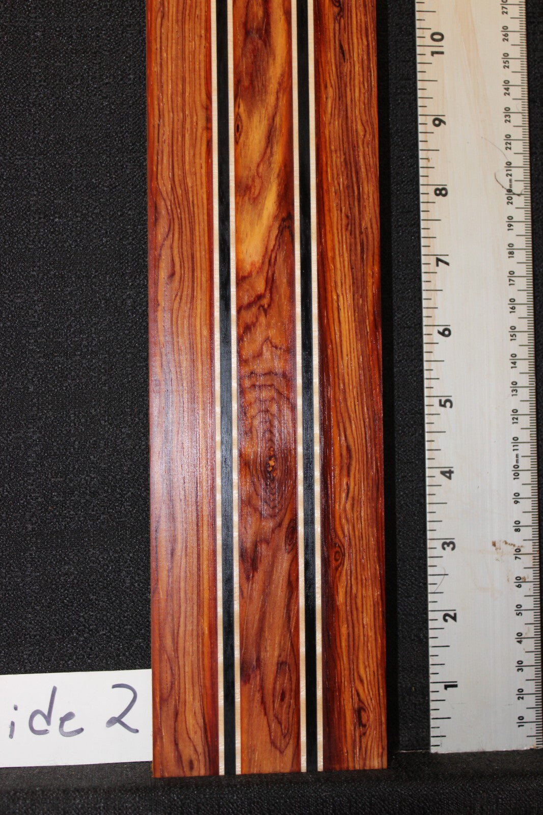 Cocobolo, flame maple and ebony laminated guitar neck blank. WOW!!!