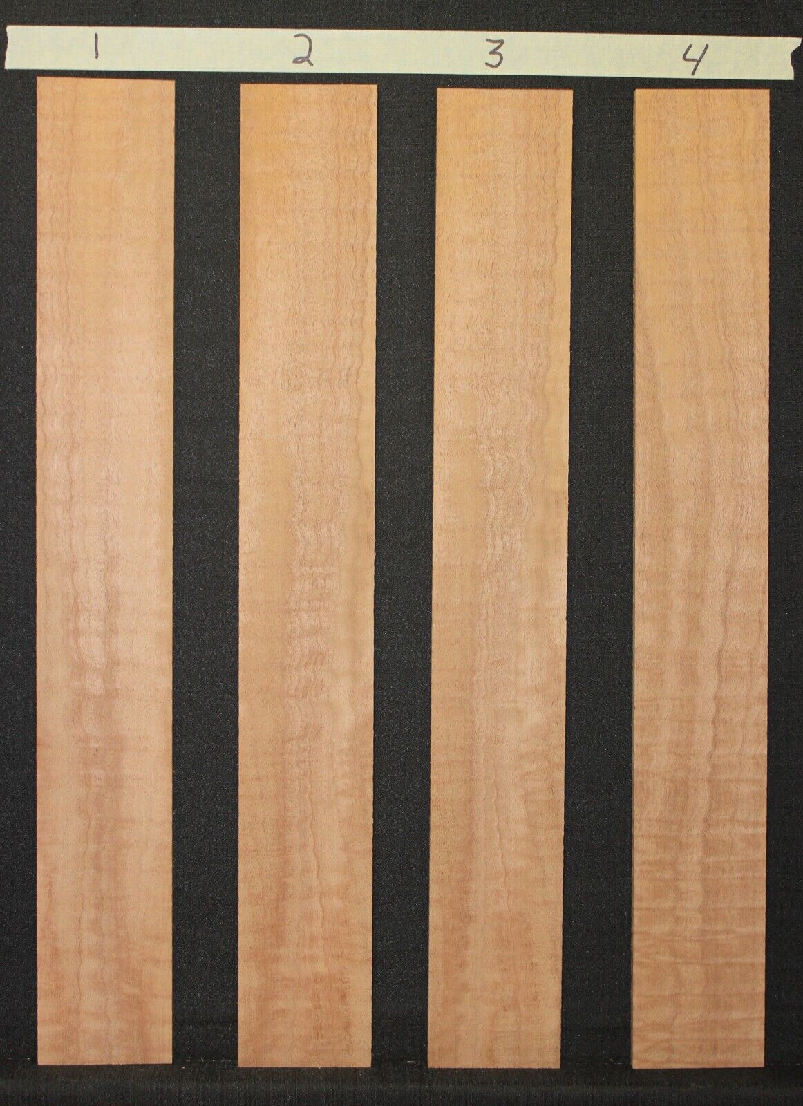 Figured sapele guitar fingerboard blank. Sold individually. Very nice grain.