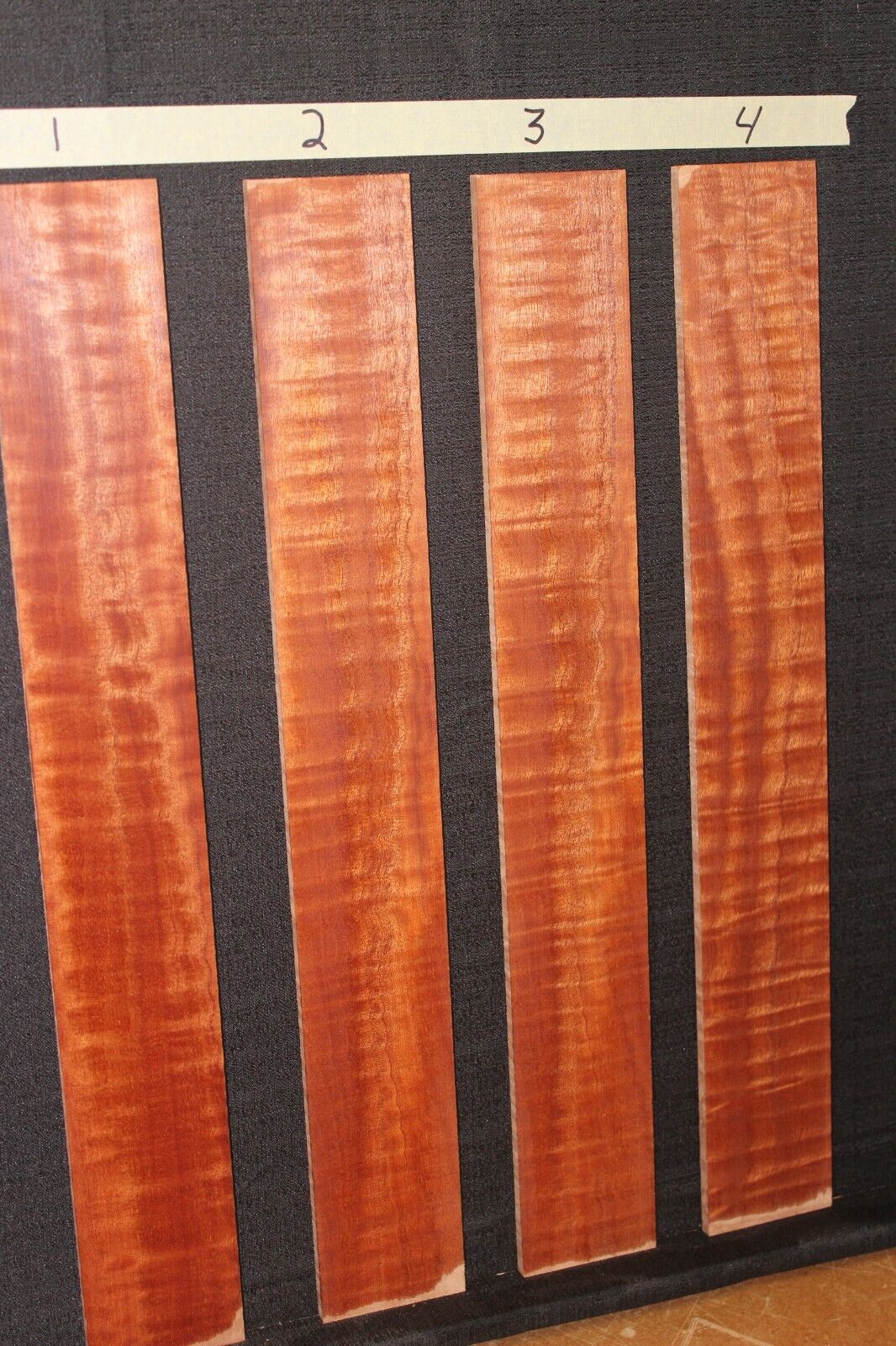 Figured sapele guitar fingerboard blank. Sold individually. Very nice grain.