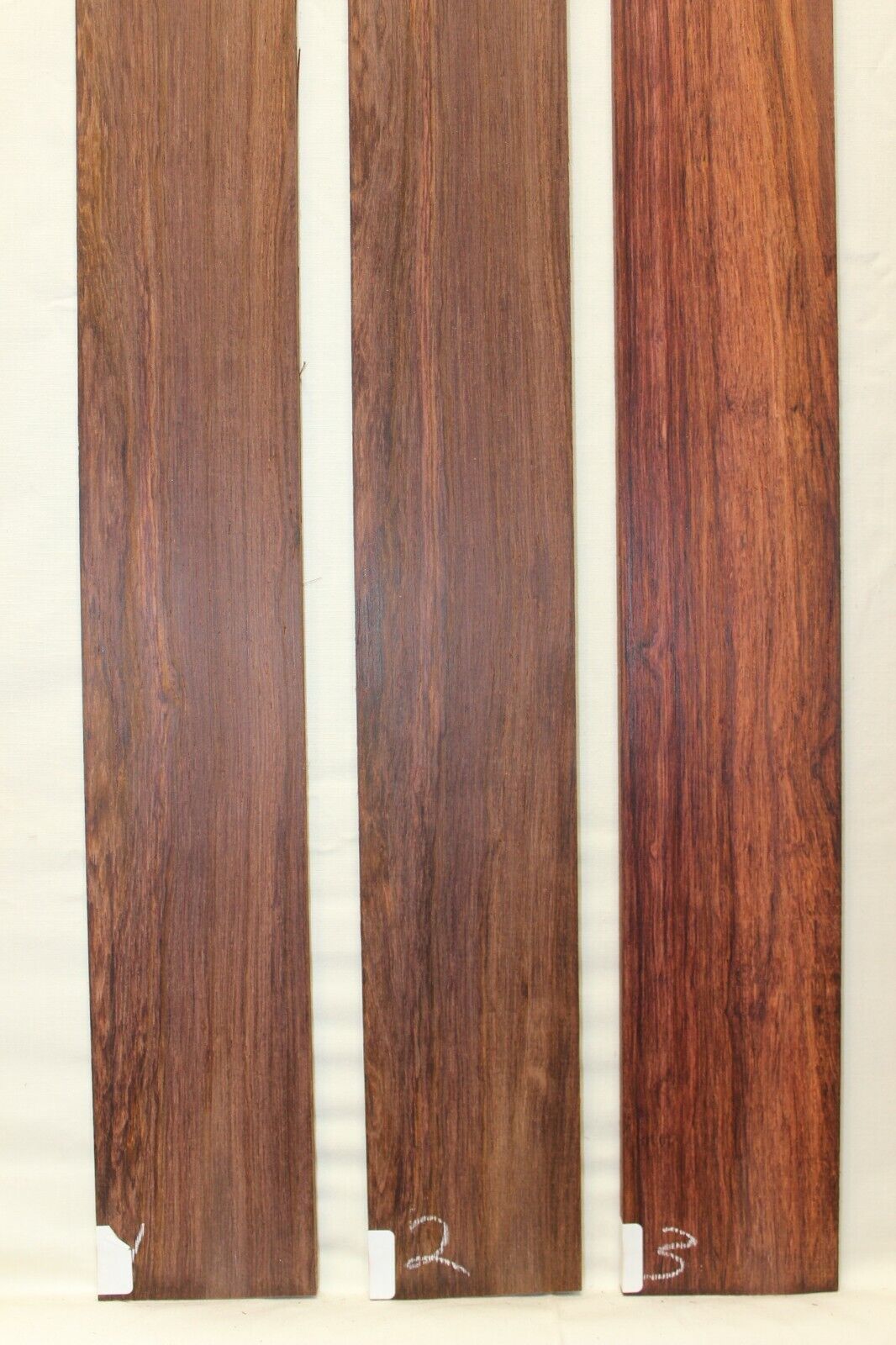 Madagascar rosewood bass fingerboard blank. Flat sawn, Sold individually.